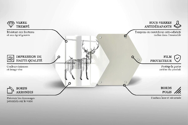 Tagliere in vetro Illustrazione dei cervi e della foresta