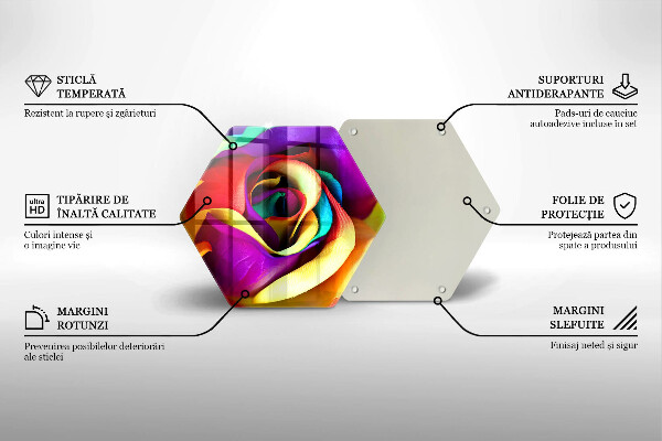 Tagliere in vetro Petali di rosa colorati