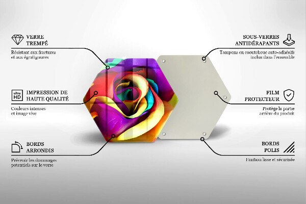 Tagliere in vetro Petali di rosa colorati