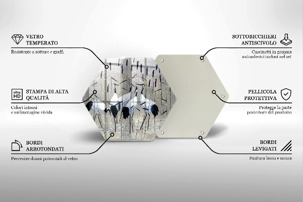 Tagliere in vetro Gru giapponesi
