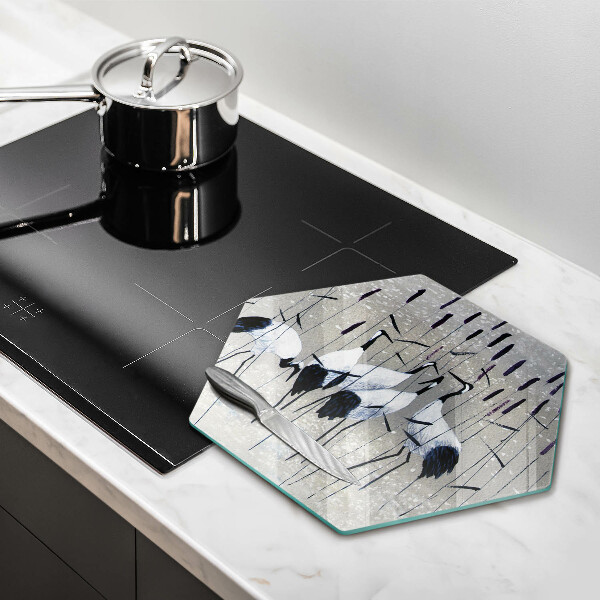 Tagliere in vetro Gru giapponesi