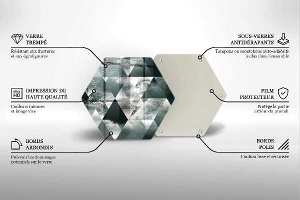 Tagliere in vetro Triangoli e acqua
