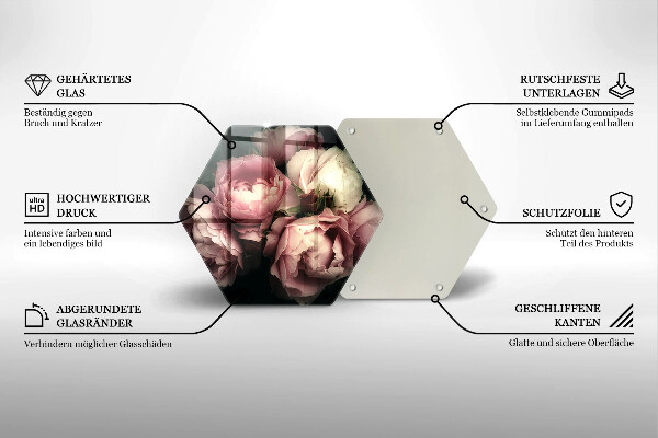 Tagliere in vetro Fiori di peonia