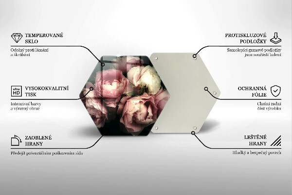 Tagliere in vetro Fiori di peonia