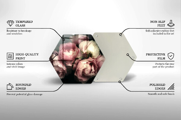 Tagliere in vetro Fiori di peonia