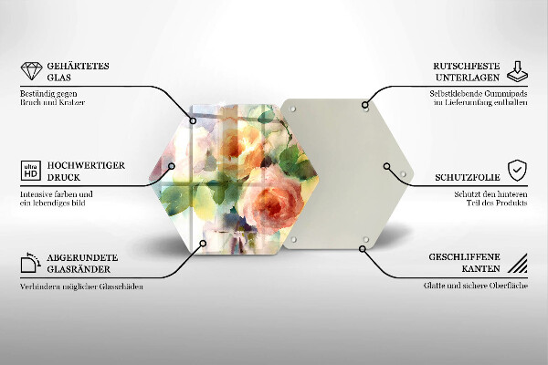 Tagliere in vetro Fiori dipinti