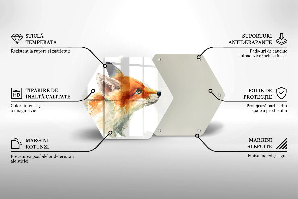 Tagliere in vetro Volpe dipinta