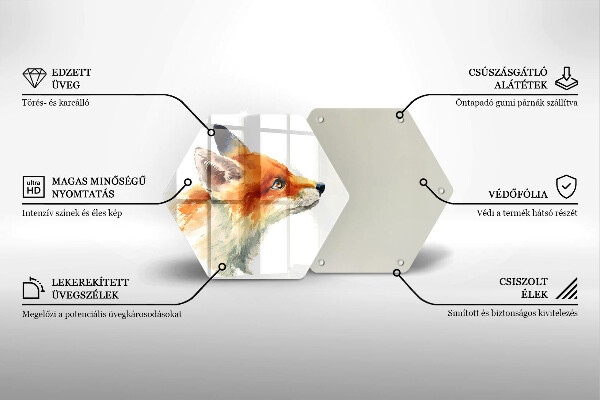 Tagliere in vetro Volpe dipinta