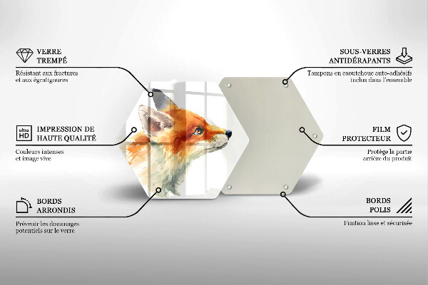 Tagliere in vetro Volpe dipinta