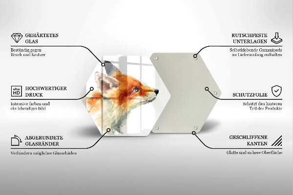 Tagliere in vetro Volpe dipinta