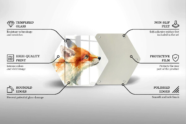 Tagliere in vetro Volpe dipinta