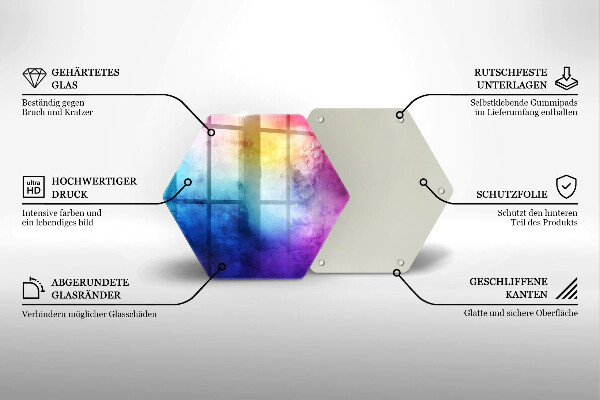 Tagliere in vetro Spruzzi di acquerello arcobaleno