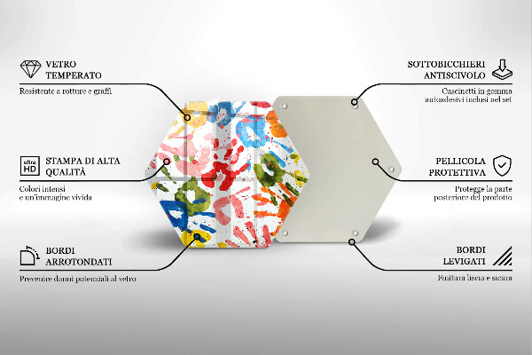 Tagliere in vetro Tracce delle mani dei bambini