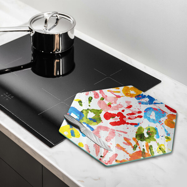 Tagliere in vetro Tracce delle mani dei bambini