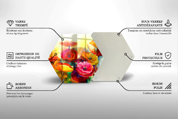 Tagliere in vetro Fiori colorati dipinti