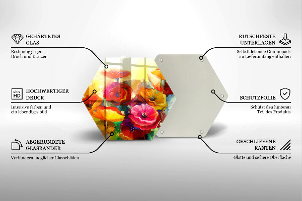 Tagliere in vetro Fiori colorati dipinti