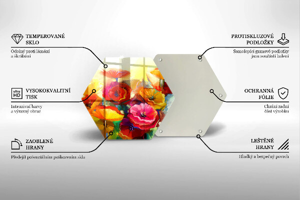 Tagliere in vetro Fiori colorati dipinti