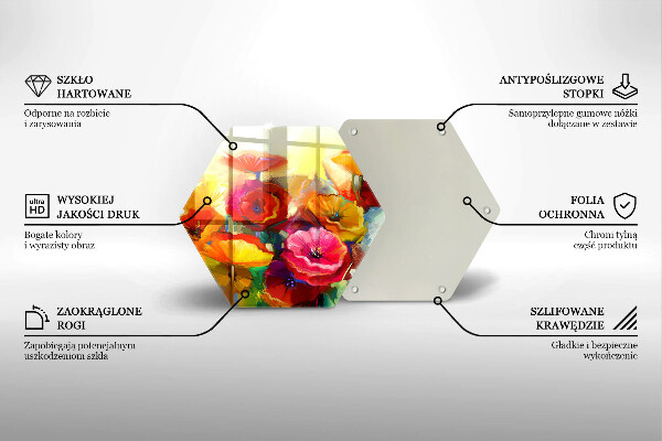 Tagliere in vetro Fiori colorati dipinti