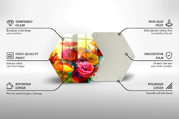 Tagliere in vetro Fiori colorati dipinti