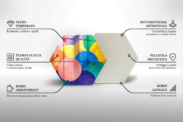 Tagliere in vetro Cerchi colorati