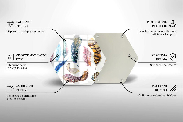 Tagliere in vetro Piume di uccelli colorati