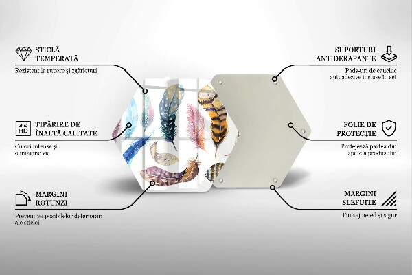 Tagliere in vetro Piume di uccelli colorati