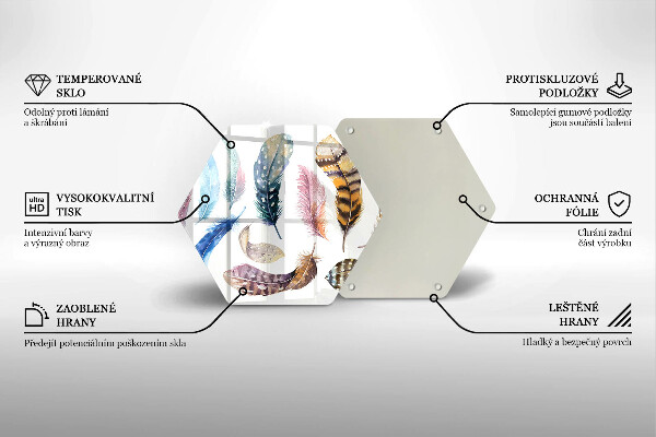 Tagliere in vetro Piume di uccelli colorati