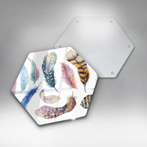 Tagliere in vetro Piume di uccelli colorati