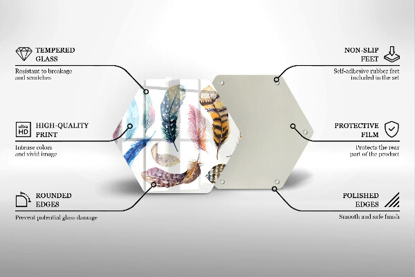 Tagliere in vetro Piume di uccelli colorati