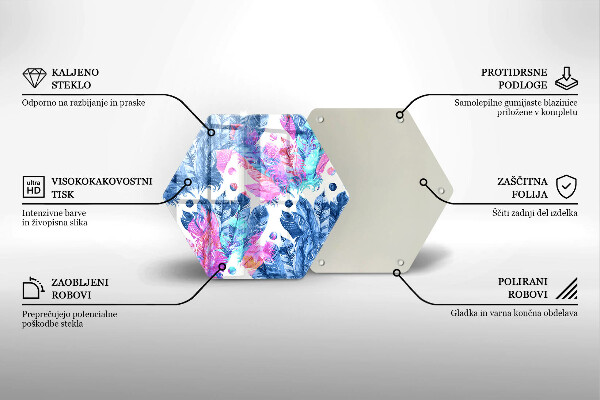 Tagliere in vetro Illustrazione di piume boho