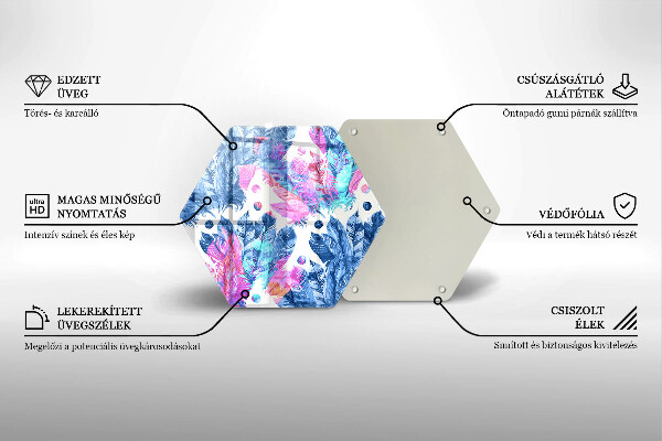 Tagliere in vetro Illustrazione di piume boho