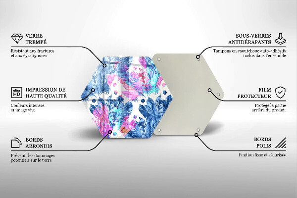 Tagliere in vetro Illustrazione di piume boho