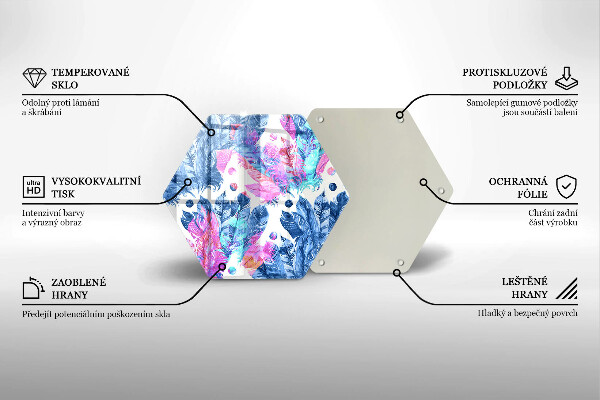 Tagliere in vetro Illustrazione di piume boho