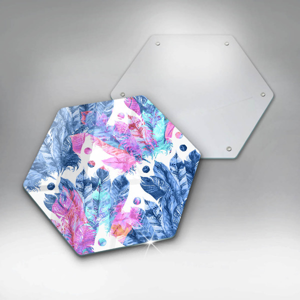 Tagliere in vetro Illustrazione di piume boho