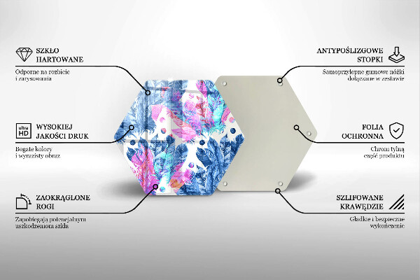 Tagliere in vetro Illustrazione di piume boho