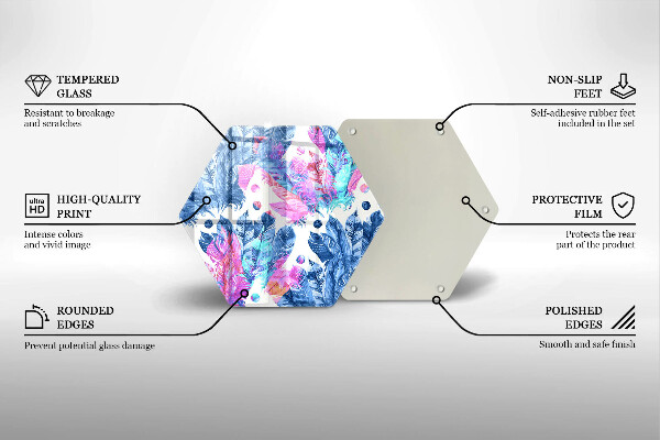 Tagliere in vetro Illustrazione di piume boho