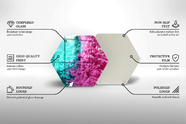 Tagliere in vetro temperato Fumo rosa-turchese