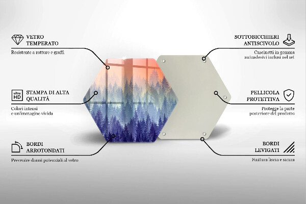 Tagliere in vetro temperato Foresta al tramonto