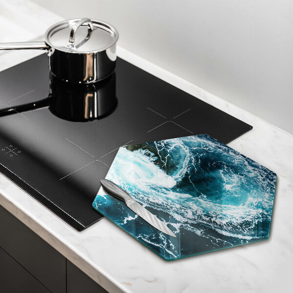 Tagliere in vetro temperato Onde d'acqua schiumose