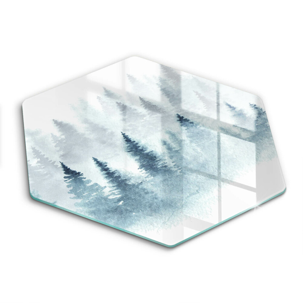 Tagliere in vetro temperato Foresta invernale dipinta