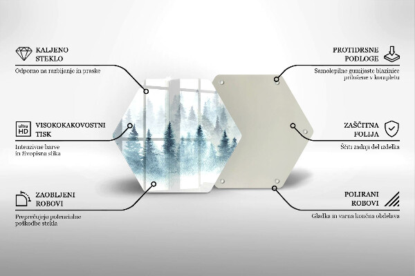Tagliere in vetro temperato Foresta invernale dipinta