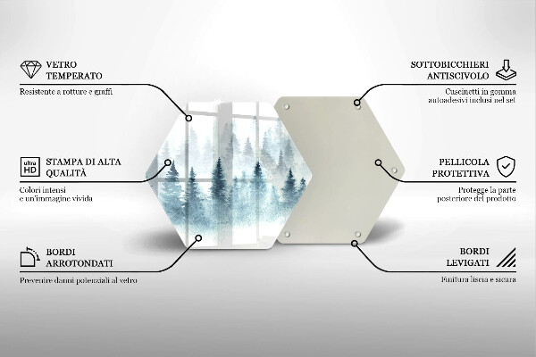 Tagliere in vetro temperato Foresta invernale dipinta