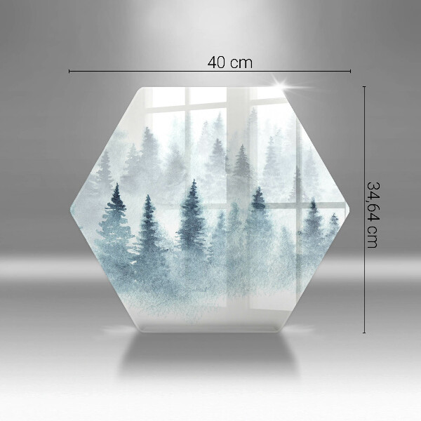 Tagliere in vetro temperato Foresta invernale dipinta