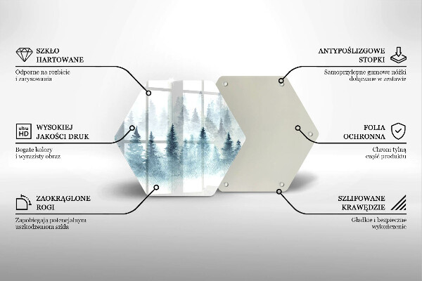 Tagliere in vetro temperato Foresta invernale dipinta