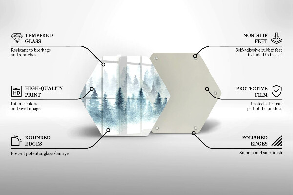 Tagliere in vetro temperato Foresta invernale dipinta