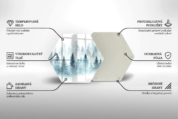 Tagliere in vetro temperato Foresta invernale dipinta