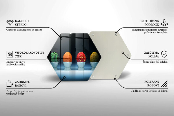 Tagliere in vetro Uova di frutta astratte
