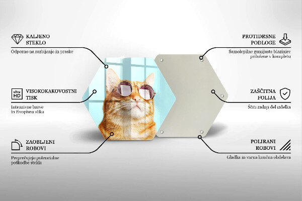 Tagliere in vetro Gatto rosso con gli occhiali