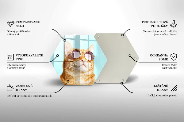 Tagliere in vetro Gatto rosso con gli occhiali