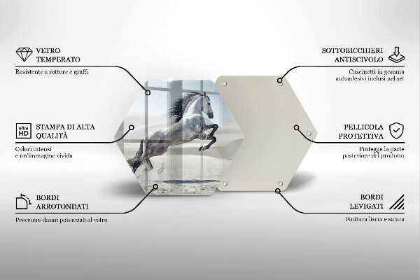 Tagliere in vetro Destriero del cavallo bianco